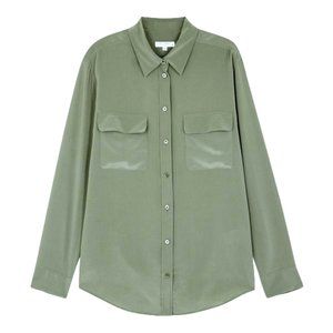 Equipment Slim Signature Silk Shirt in Sage Size M